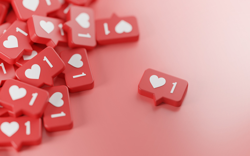Separated One Love Notification Icon 3D Rendering Pink Backgroun